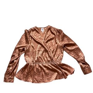 Self esteem cheetah print blouse long sleeve